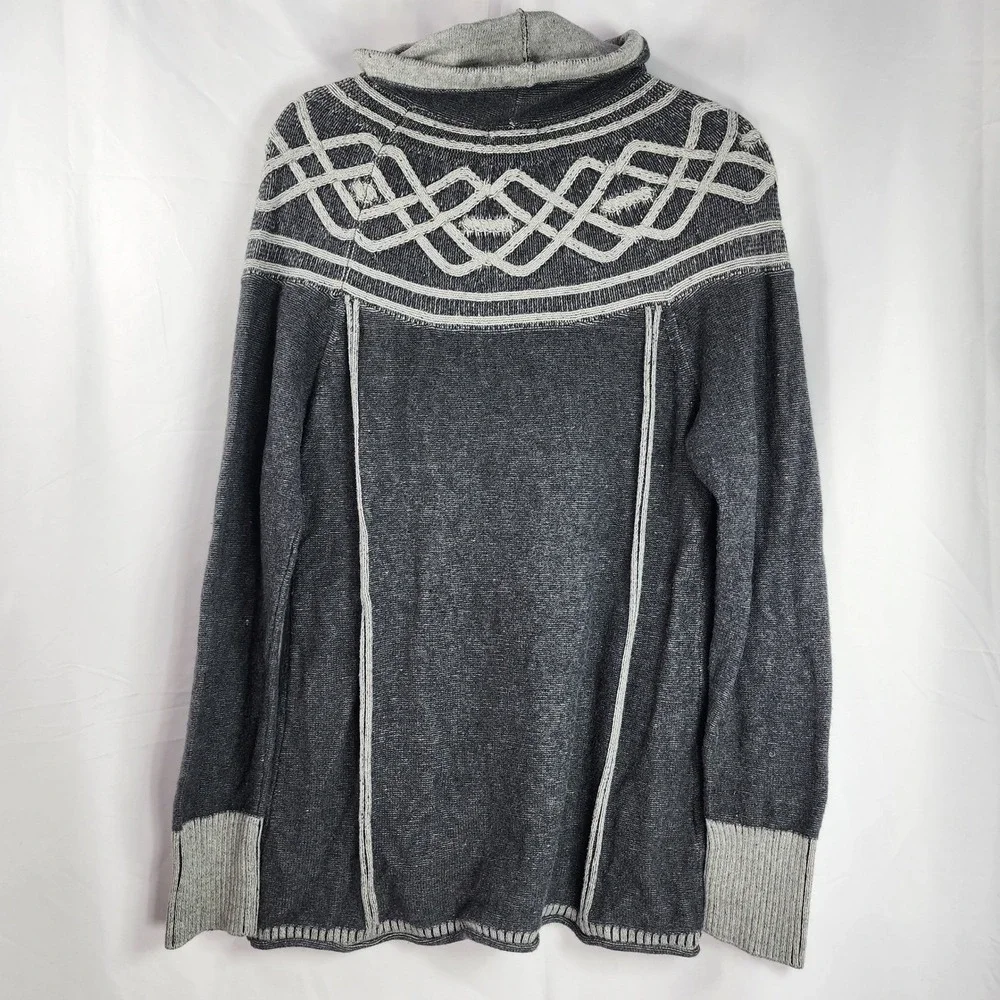 Eddie Bauer Womens Nordic‎ Fair Isle Sweater Gray Lagenlook Gorpcore Indie Small